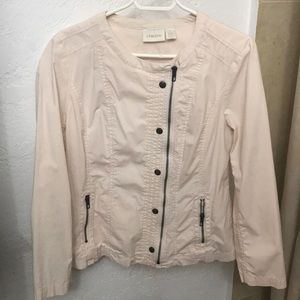 NWOT Chico’s Cream Jacket with Zippers and Pockets